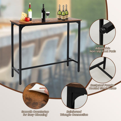 48 Inch Industrial Pub Dining Table, Steel Frame, Rustic Brown Dining Tables at Gallery Canada
