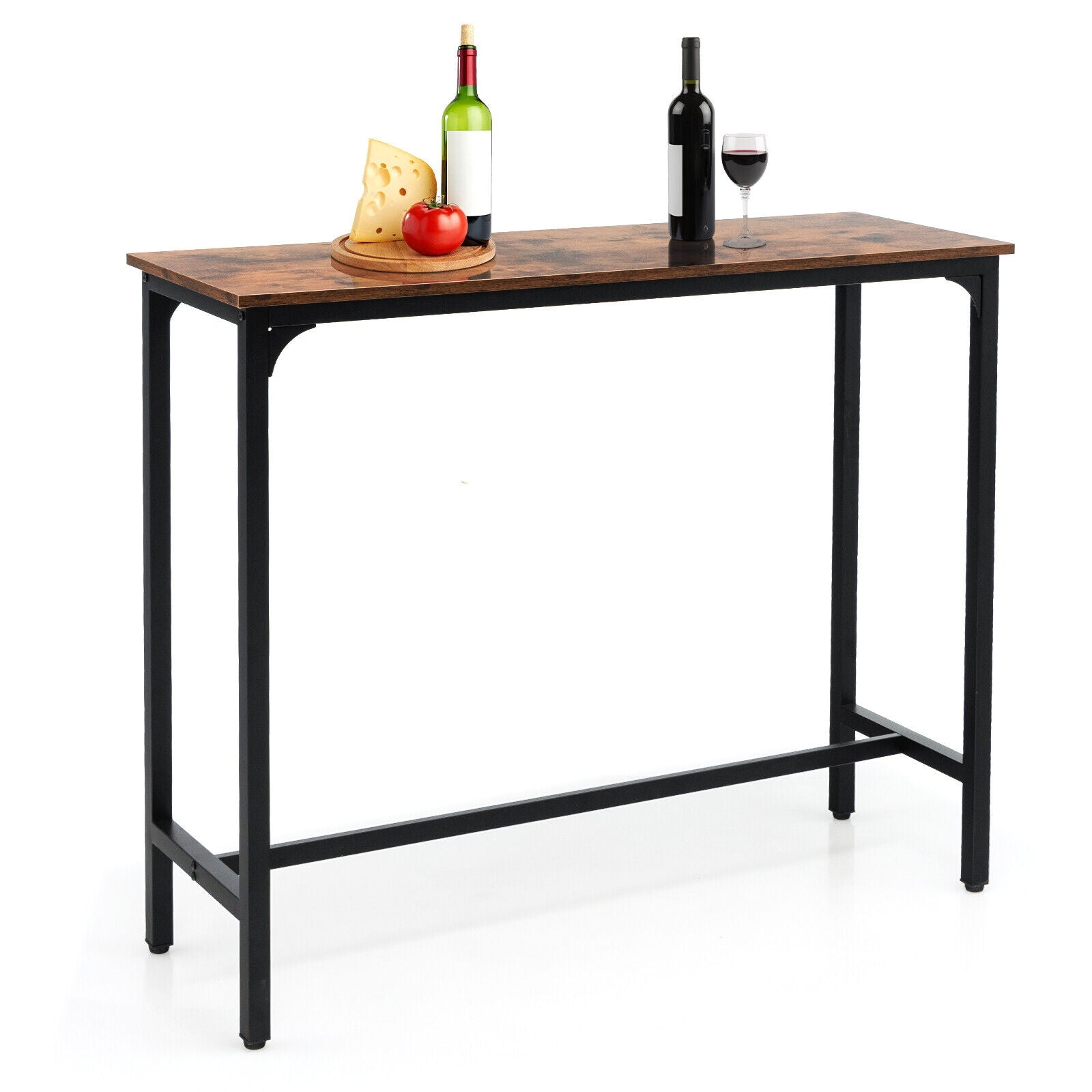 48 Inch Industrial Pub Dining Table, Steel Frame, Rustic Brown Dining Tables at Gallery Canada