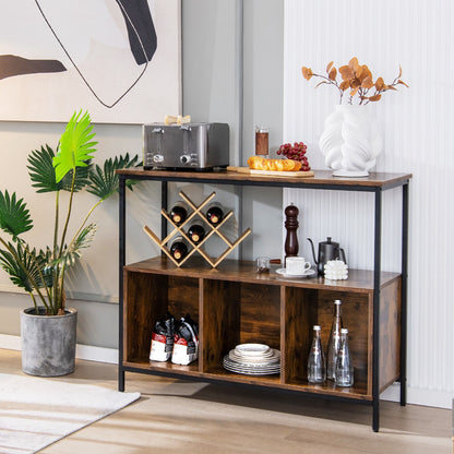 Modern Kitchen Buffet Sideboard, 3 Compartments, Rustic Brown Sideboards Cabinets & Buffets at Gallery Canada