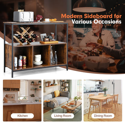 Modern Kitchen Buffet Sideboard, 3 Compartments, Rustic Brown Sideboards Cabinets & Buffets at Gallery Canada
