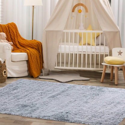 5 x 7 Feet Modern Rectangular Soft Shag Area Rug, Light Gray Rugs at Gallery Canada