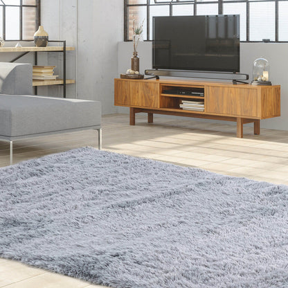 5 x 7 Feet Modern Rectangular Soft Shag Area Rug, Light Gray Rugs at Gallery Canada