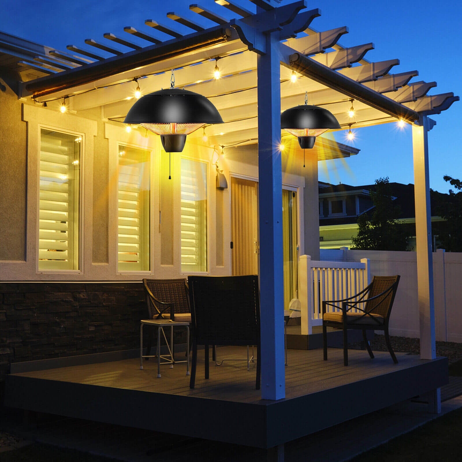1500W Electric Patio Heater, IPX4 Waterproof, Black Space Heaters at Gallery Canada