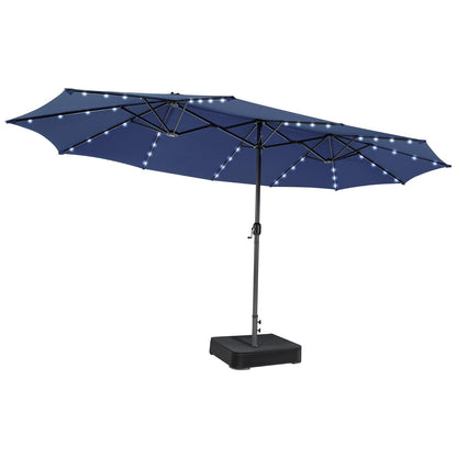 15 Feet Double-Sided Patio Umbrella, 48 LED Lights, Navy Outdoor Umbrellas at Gallery Canada