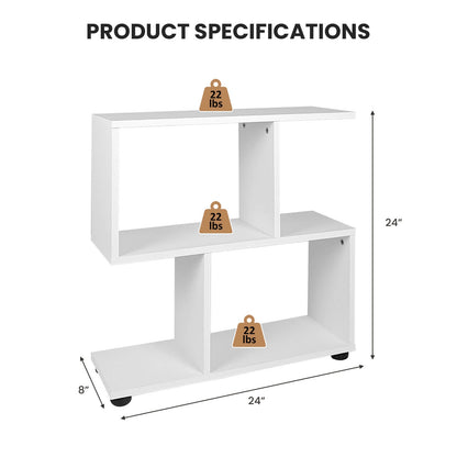 24 Inch 3-Tier Geometric Bookshelf, White Bookcases at Gallery Canada