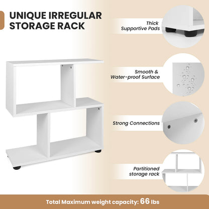 24 Inch 3-Tier Geometric Bookshelf, White Bookcases at Gallery Canada