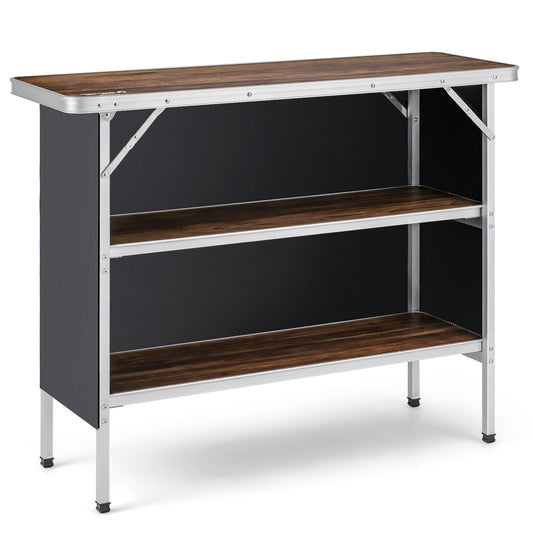 Folding Camping Table With 2-Tier Shelves, Outdoor BBQ Coffee Table Camping Furniture Coffee at Gallery Canada