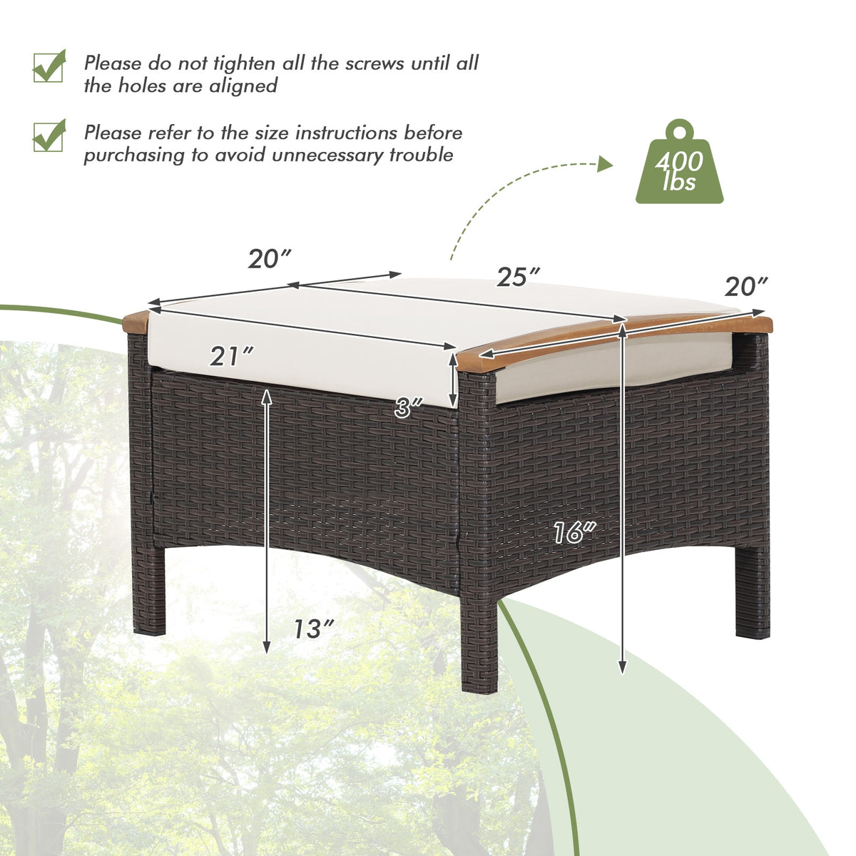 Set Of 2 Fade-Resistant Wicker Patio Ottoman, White Outdoor Seating & Patio Chairs at Gallery Canada