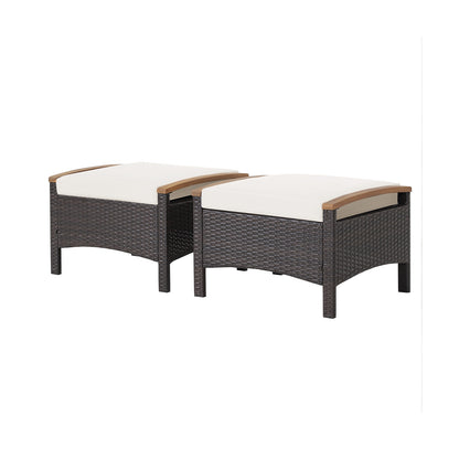 Set Of 2 Fade-Resistant Wicker Patio Ottoman, White Outdoor Seating & Patio Chairs at Gallery Canada