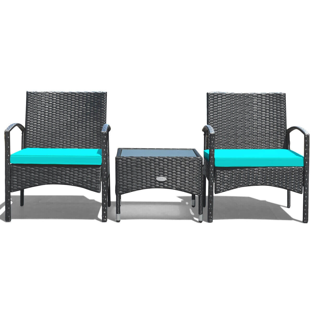 3 Piece Patio Wicker Rattan Furniture Set, Turquoise Patio Conversation Sets Turquoise at Gallery Canada