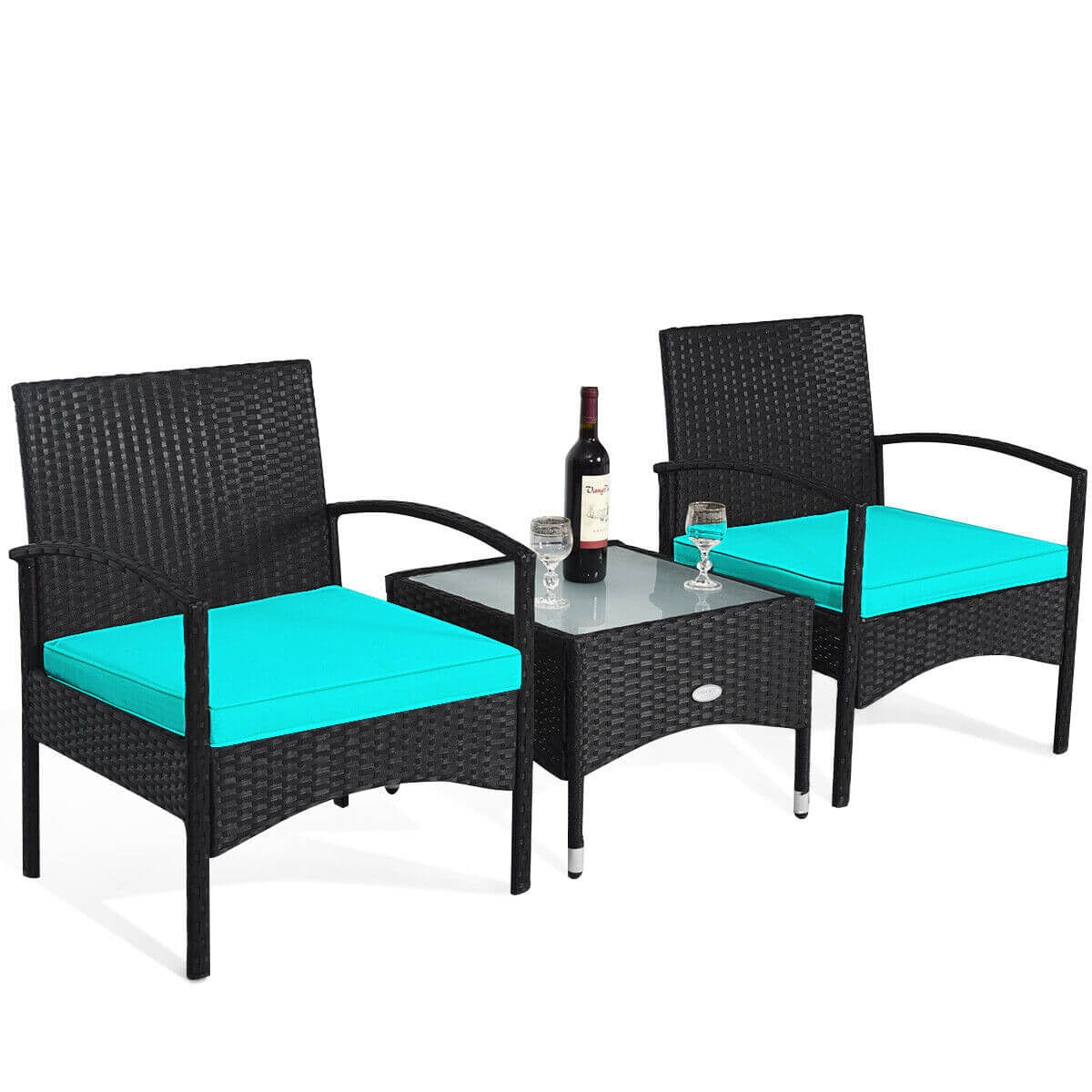 3 Piece Patio Wicker Rattan Furniture Set, Turquoise Patio Conversation Sets at Gallery Canada