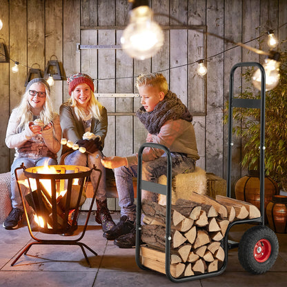 Firewood Log Cart Carrier, With Rubber Wheels, Black Log Storage at Gallery Canada