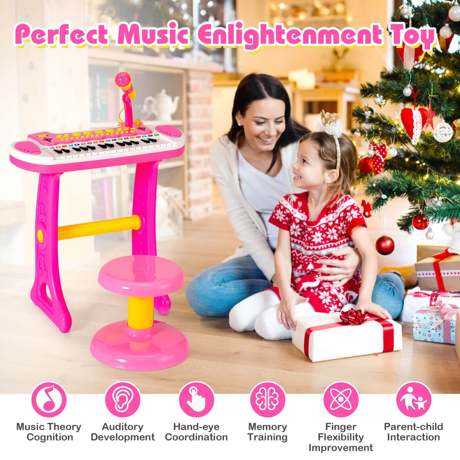 31-Key Kids Piano Keyboard Toy, With Microphone And Multiple Sounds, Pink Musical Toys at Gallery Canada