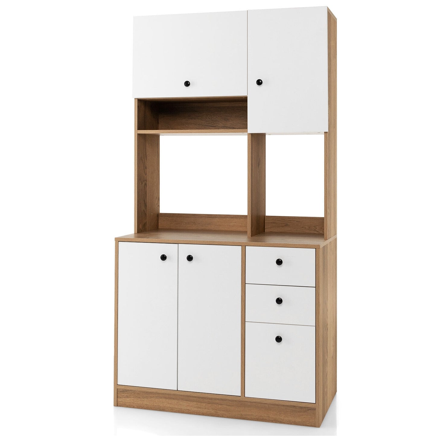 71 Inch Kitchen Pantry, 3 Storage Cabinet, 3 Deep Drawers, White Sideboards Cabinets & Buffets at Gallery Canada