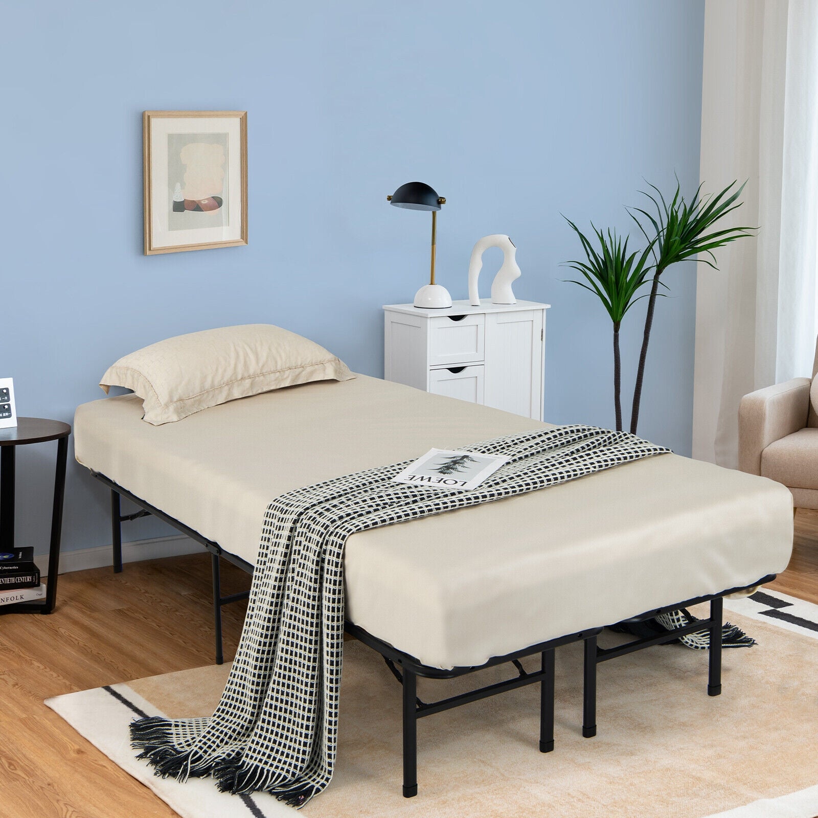 King Size Folding Steel Platform Bed Frame, Black Folding Beds at Gallery Canada