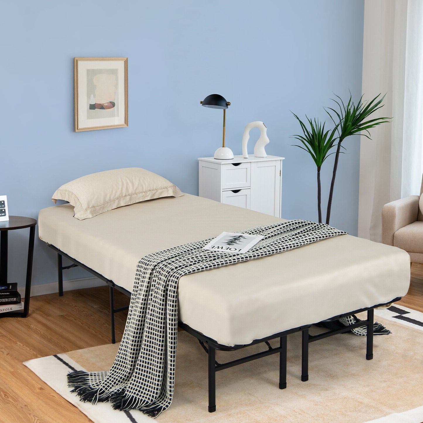 King Size Folding Steel Platform Bed Frame, Black Folding Beds at Gallery Canada