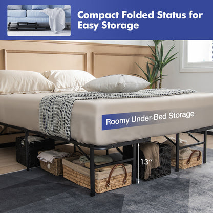 King Size Folding Steel Platform Bed Frame, Black Folding Beds at Gallery Canada