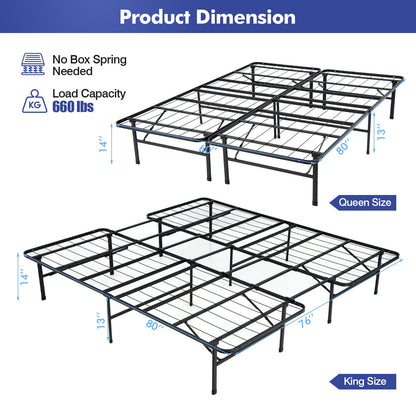 King Size Folding Steel Platform Bed Frame, Black Folding Beds at Gallery Canada