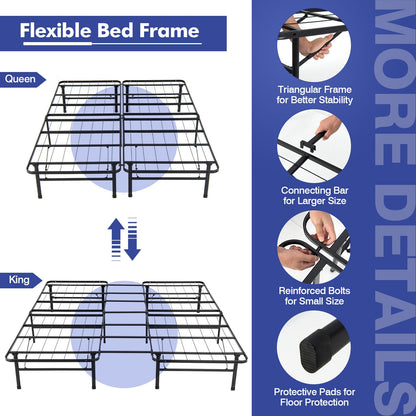 King Size Folding Steel Platform Bed Frame, Black Folding Beds at Gallery Canada