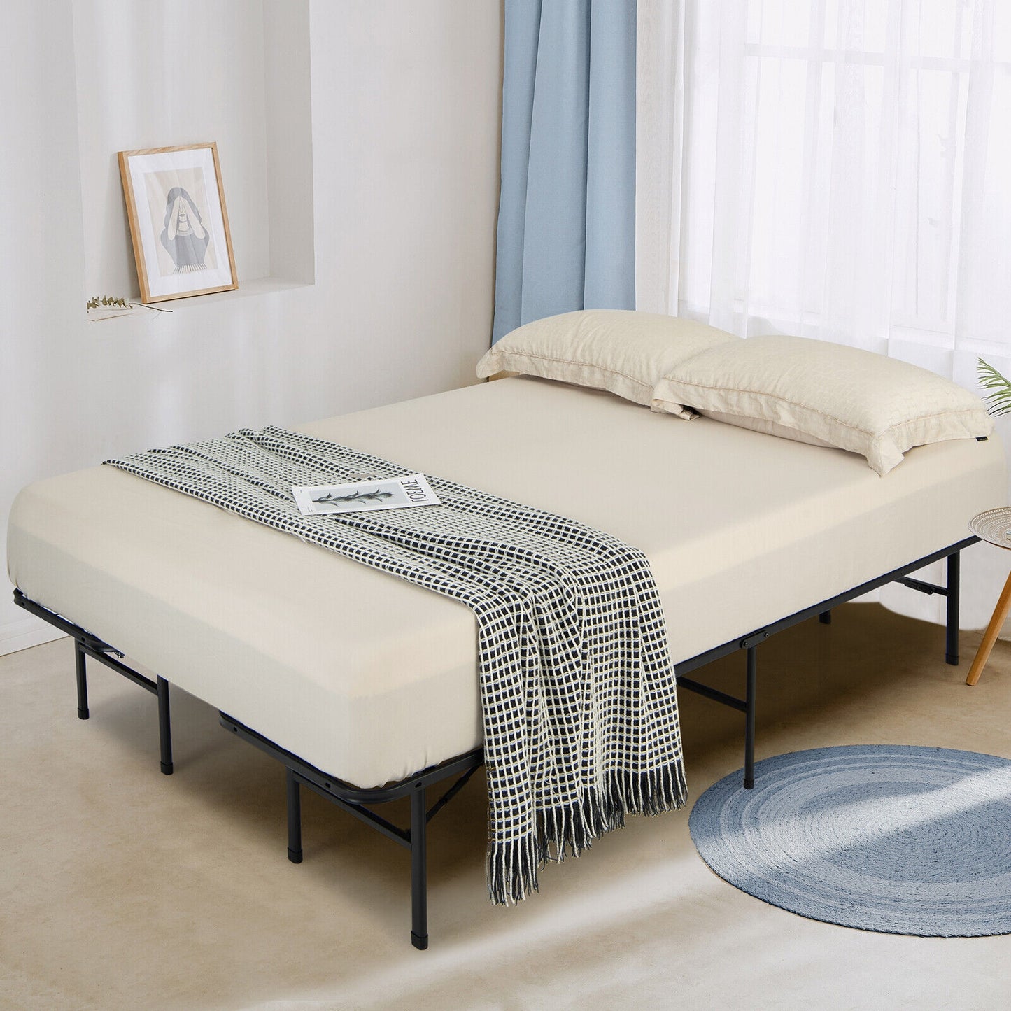 King Size Folding Steel Platform Bed Frame, Black Folding Beds at Gallery Canada
