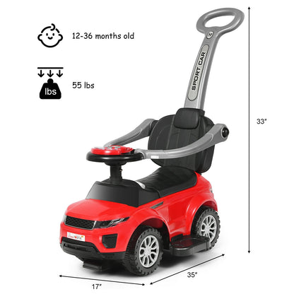 3 In 1 Ride On Push Car Toddler Stroller, Red Push & Pedal Ride On Toys at Gallery Canada
