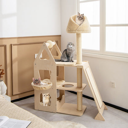 Multi-Level Cat Tree With Sisal Scratching Post, Beige Cat Trees Condos & Scratchers at Gallery Canada