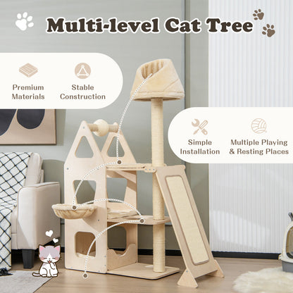 Multi-Level Cat Tree With Sisal Scratching Post, Beige Cat Trees Condos & Scratchers at Gallery Canada