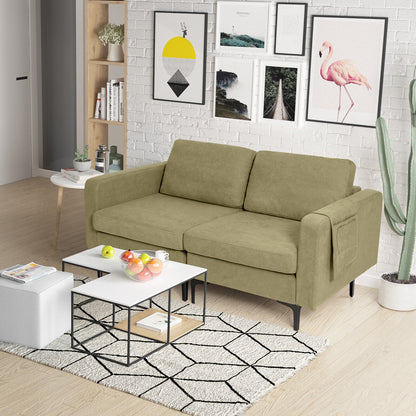 Modern Loveseat Sofa, With Storage Pocket And Padded Seat Cushions, Green Sofas & Loveseats at Gallery Canada