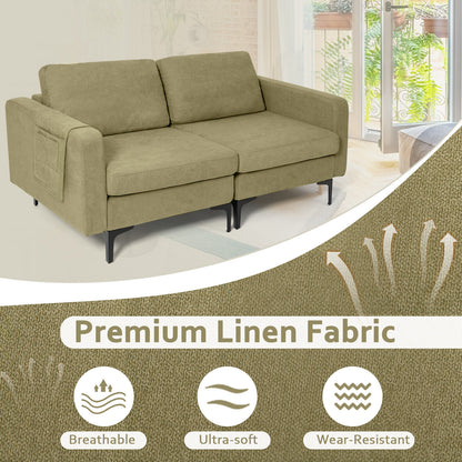 Modern Loveseat Sofa, With Storage Pocket And Padded Seat Cushions, Green Sofas & Loveseats at Gallery Canada