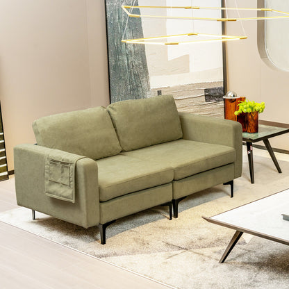 Modern Loveseat Sofa, With Storage Pocket And Padded Seat Cushions, Green Sofas & Loveseats at Gallery Canada