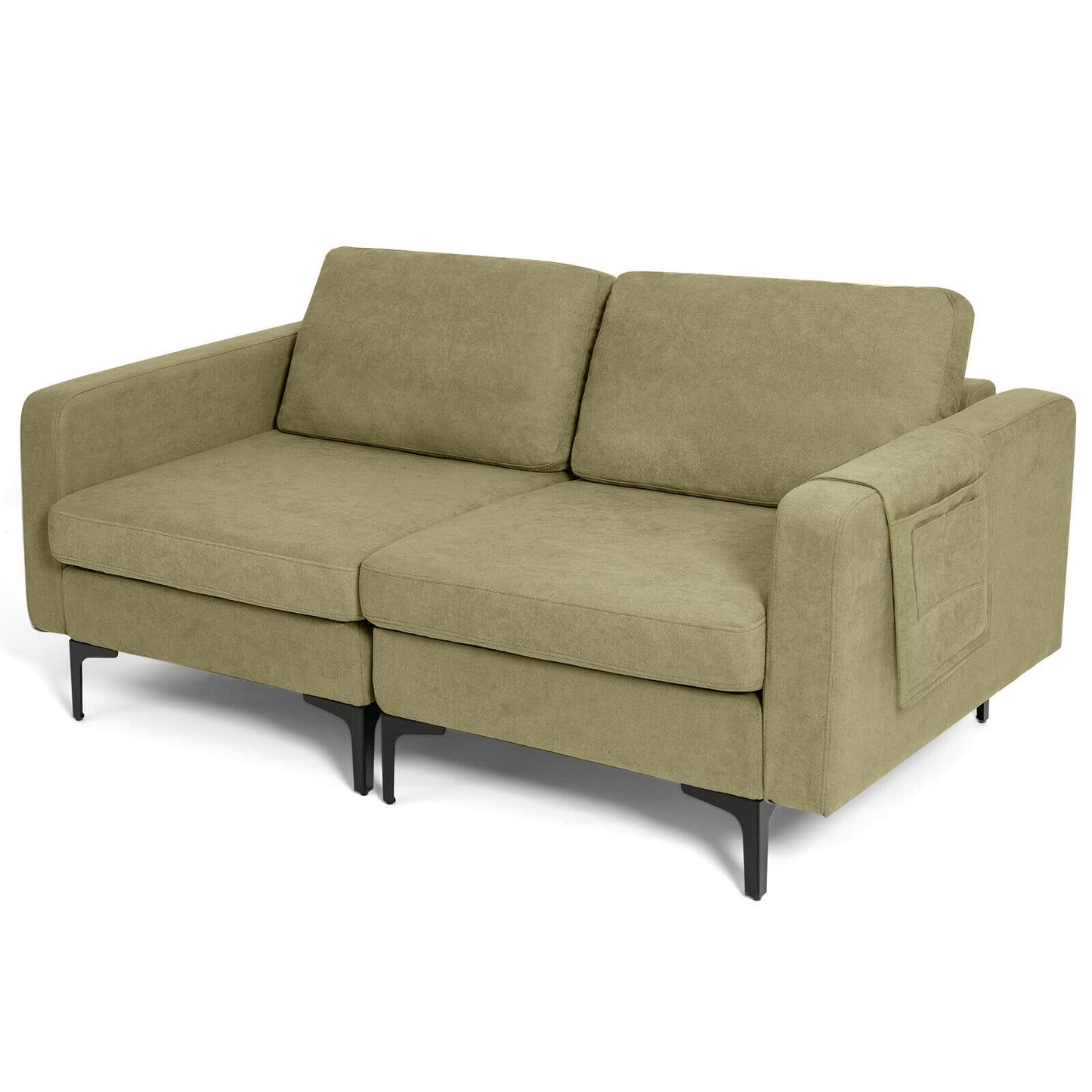 Modern Loveseat Sofa, With Storage Pocket And Padded Seat Cushions, Green Sofas & Loveseats at Gallery Canada