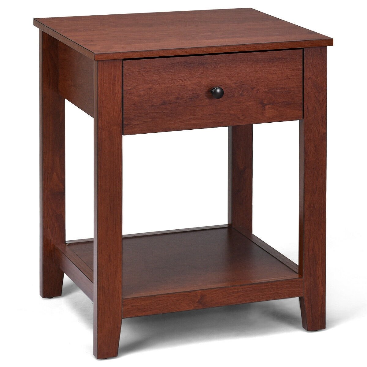 Night Stand With Drawer And Shelf, Brown Nightstands Brown at Gallery Canada