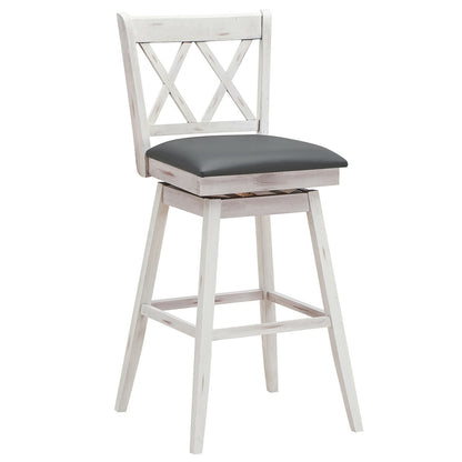 2-Piece 29 Inch Swivel Barstool Set, Rubber Wood Legs, White Bar Stools at Gallery Canada