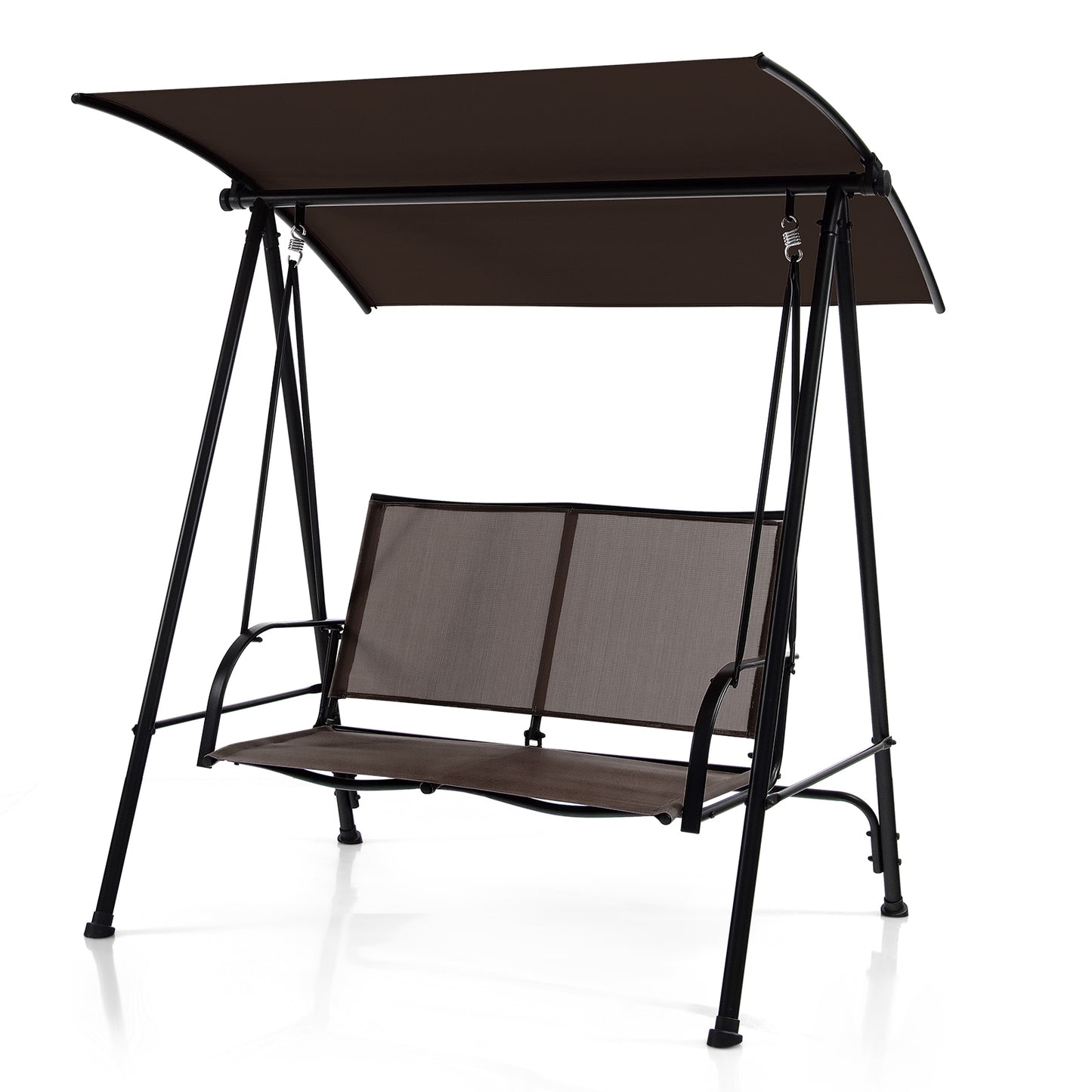 2-Seat Outdoor Canopy Swing, Heavy-Duty Metal Frame, Brown Porch Swings at Gallery Canada