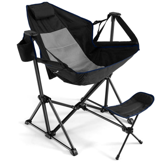 Camping Chair With Retractable Footrest, Carrying Bag, Black Camping Furniture Black at Gallery Canada