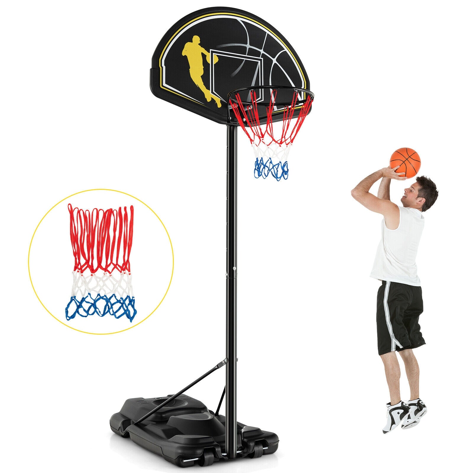 Portable Adjustable Basketball Goal Hoop System, 4.25-10 Feet, Black Sport Equipments at Gallery Canada