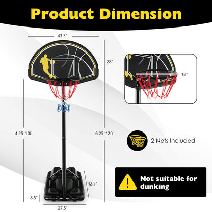 Portable Adjustable Basketball Goal Hoop System, 4.25-10 Feet, Black Sport Equipments at Gallery Canada