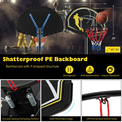 Portable Adjustable Basketball Goal Hoop System, 4.25-10 Feet, Black Sport Equipments at Gallery Canada