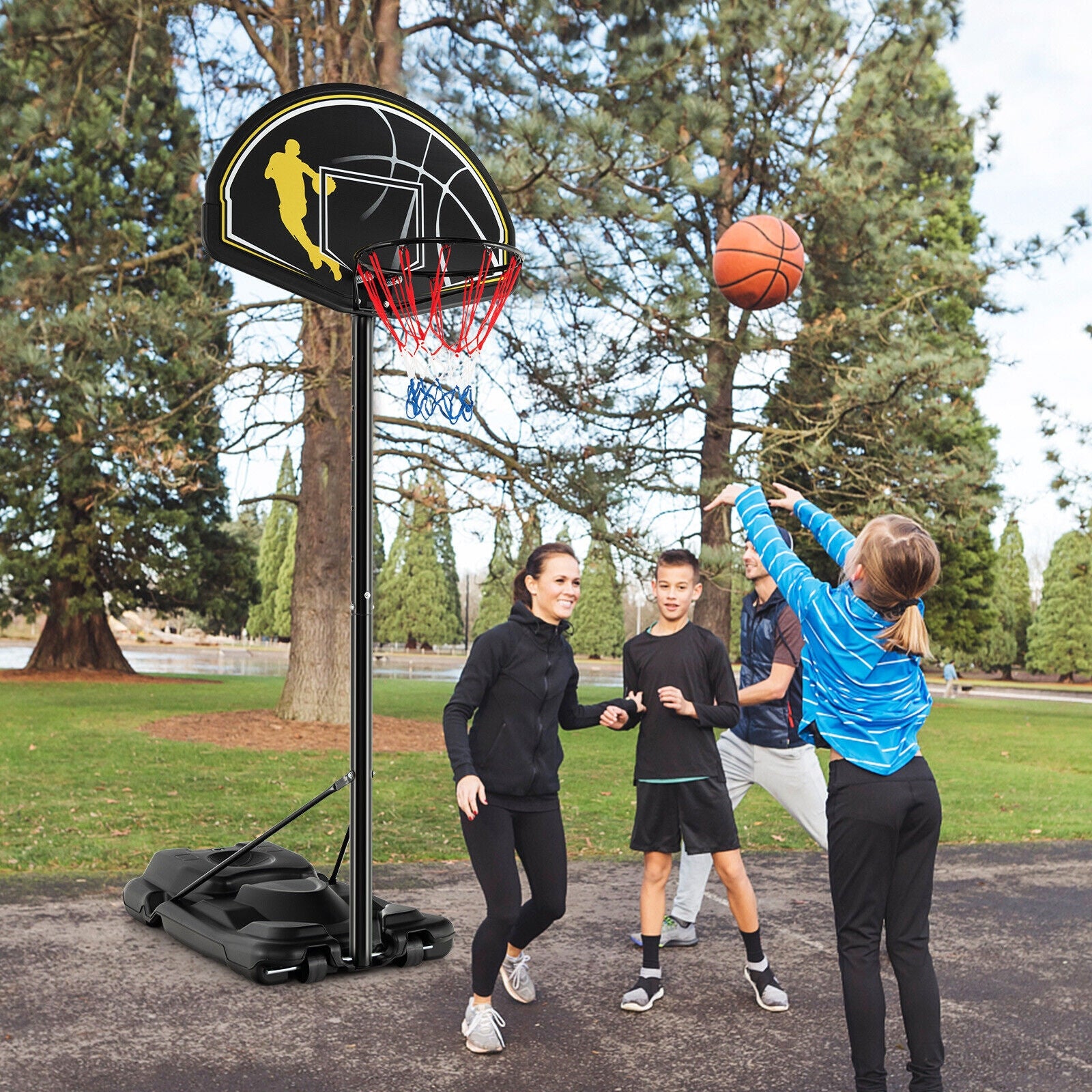 Portable Adjustable Basketball Goal Hoop System, 4.25-10 Feet, Black Sport Equipments at Gallery Canada