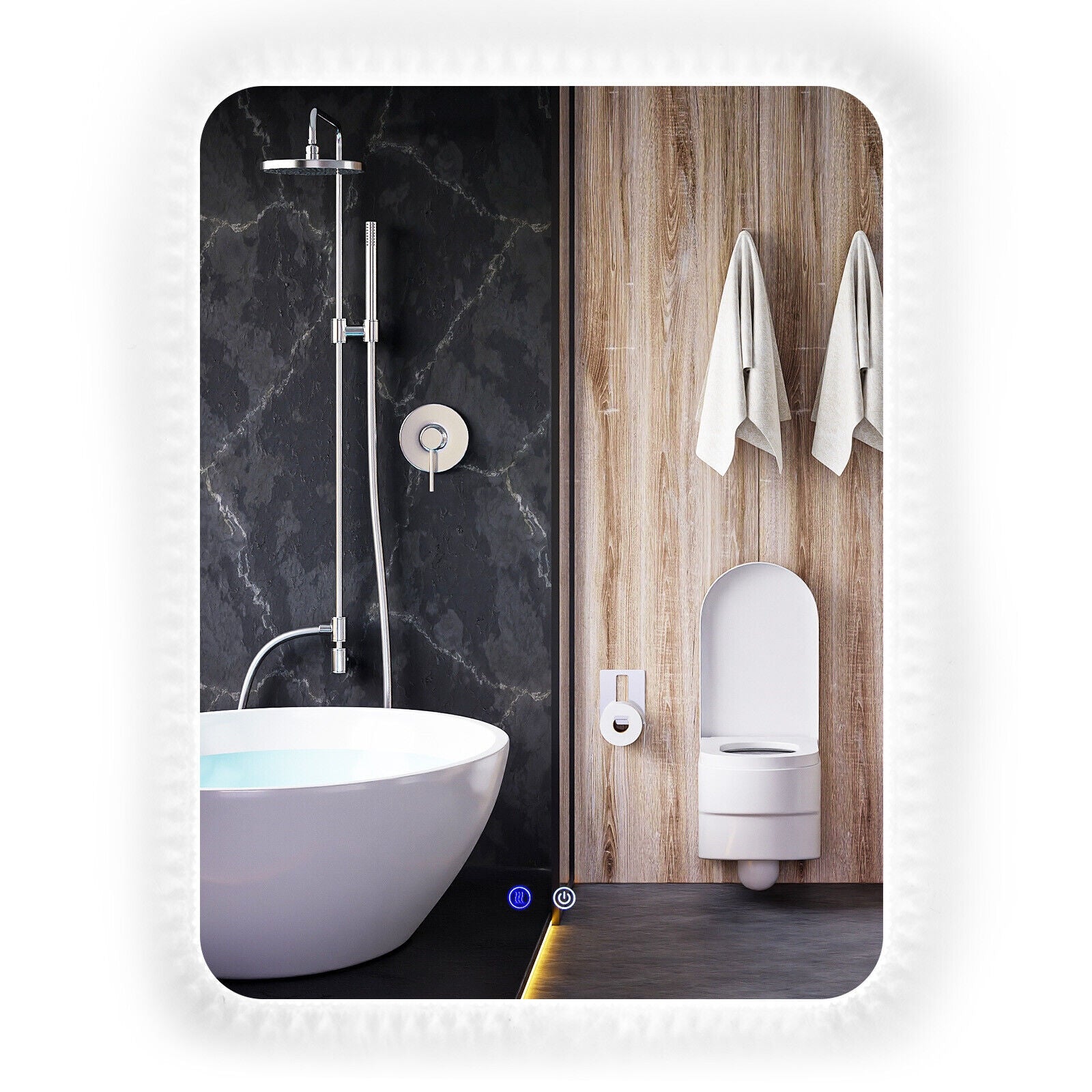 32 x 24 Inch Shatterproof Wall Mirror, 3-Color Lights, Anti-Fog, Transparent Wall Mirrors at Gallery Canada