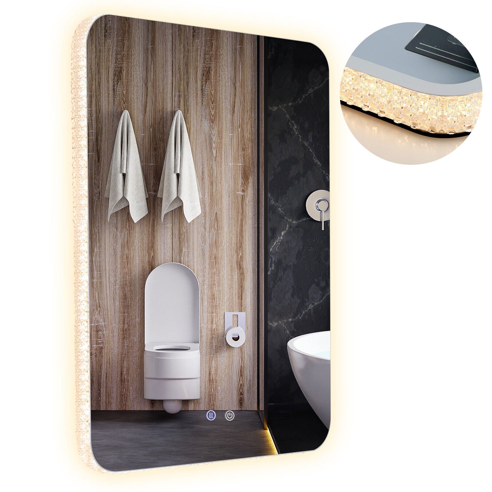 32 x 24 Inch Shatterproof Wall Mirror, 3-Color Lights, Anti-Fog, Transparent Wall Mirrors at Gallery Canada