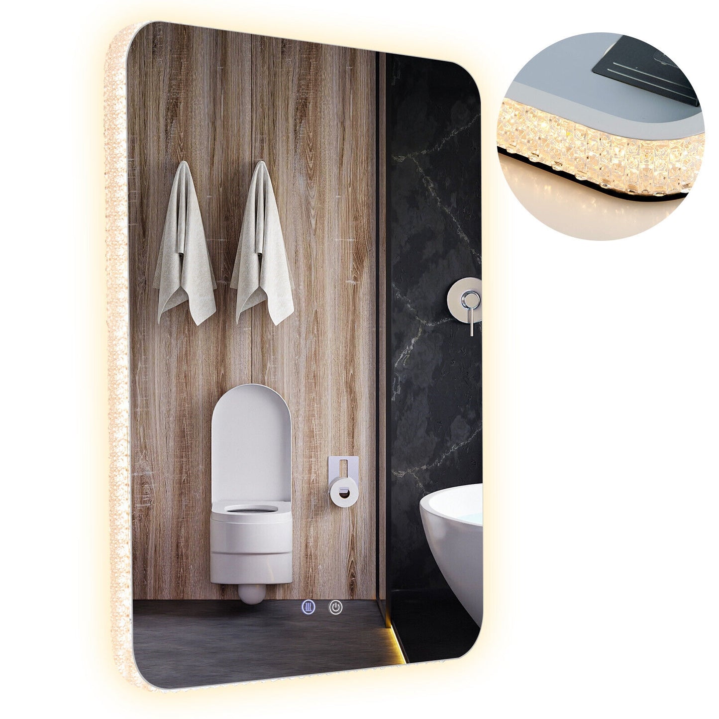 32 x 24 Inch Shatterproof Wall Mirror, 3-Color Lights, Anti-Fog, Transparent Wall Mirrors at Gallery Canada