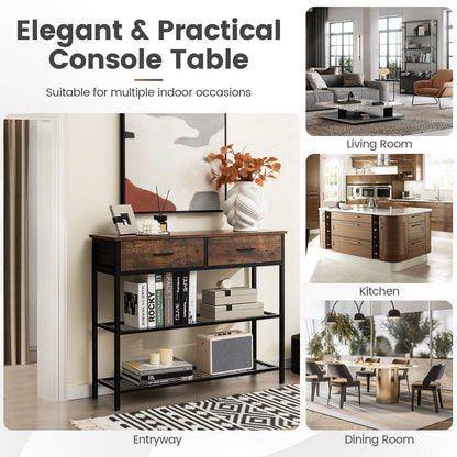39.5 Inch Entryway Table, 2 Drawers, 2-Tier Shelves, Rustic Brown Console Tables at Gallery Canada