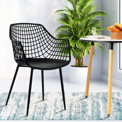 Set of 4 Heavy Duty Modern Dining Chairs, Airy Hollow Backrest, Black Dining Chairs at Gallery Canada