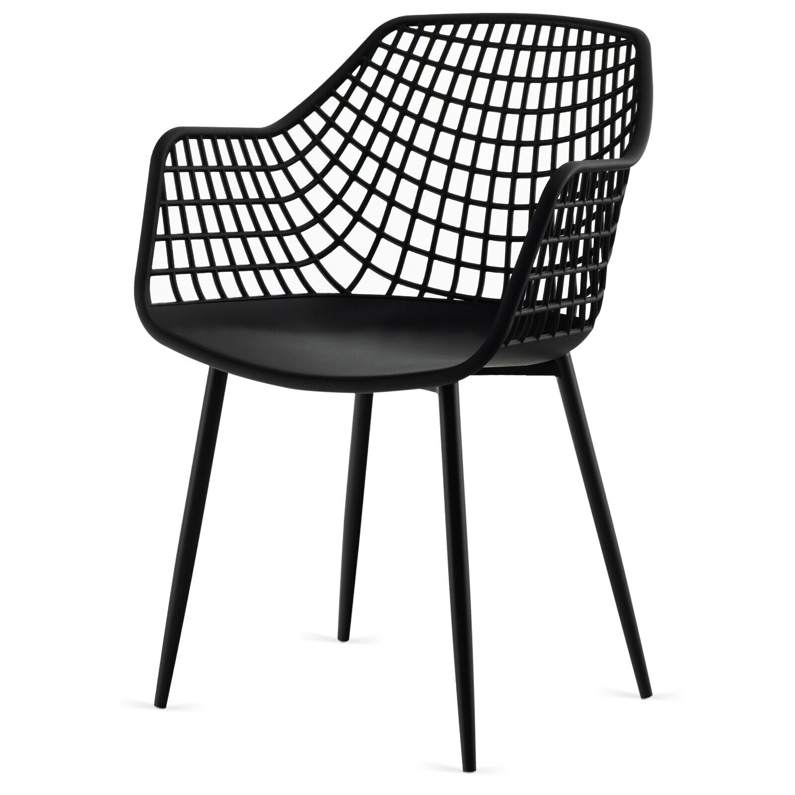 Set of 4 Heavy Duty Modern Dining Chairs, Airy Hollow Backrest, Black Dining Chairs at Gallery Canada