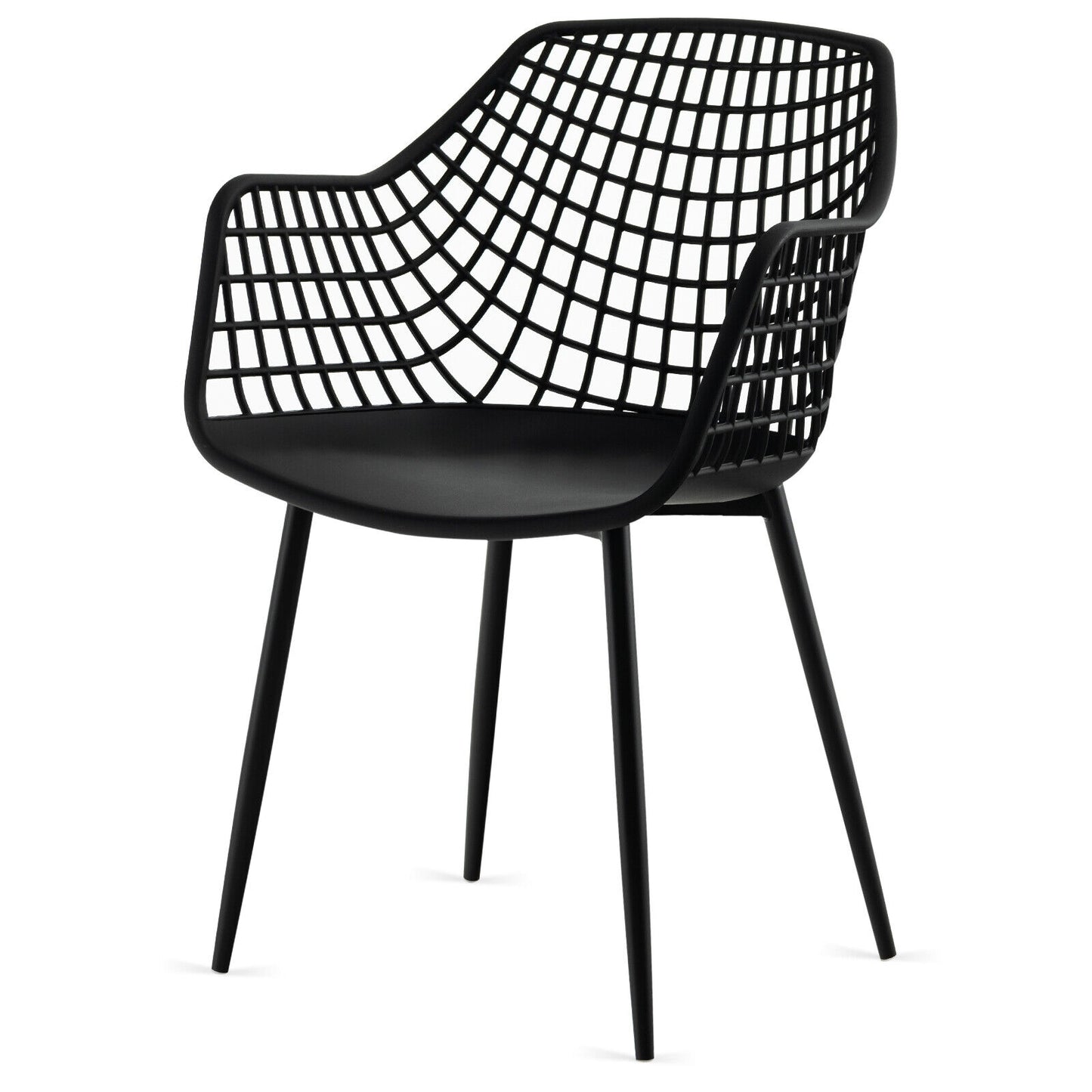 Set of 4 Heavy Duty Modern Dining Chairs, Airy Hollow Backrest, Black Dining Chairs at Gallery Canada