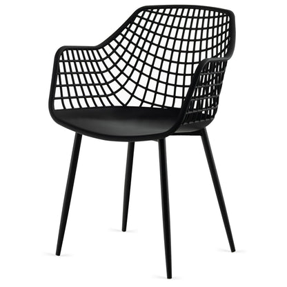 Set of 4 Heavy Duty Modern Dining Chairs, Airy Hollow Backrest, Black Dining Chairs at Gallery Canada