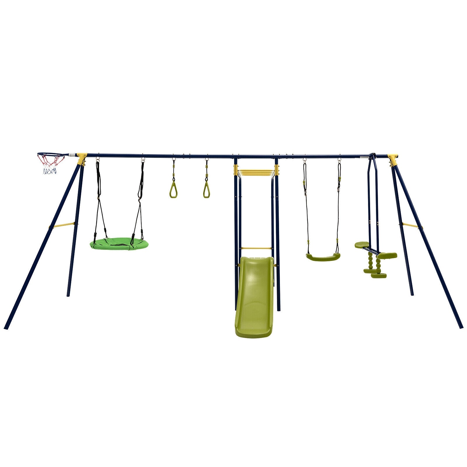 7-In-1 Stable A-Shaped Outdoor Swing Set, Blue Swing & Playsets at Gallery Canada