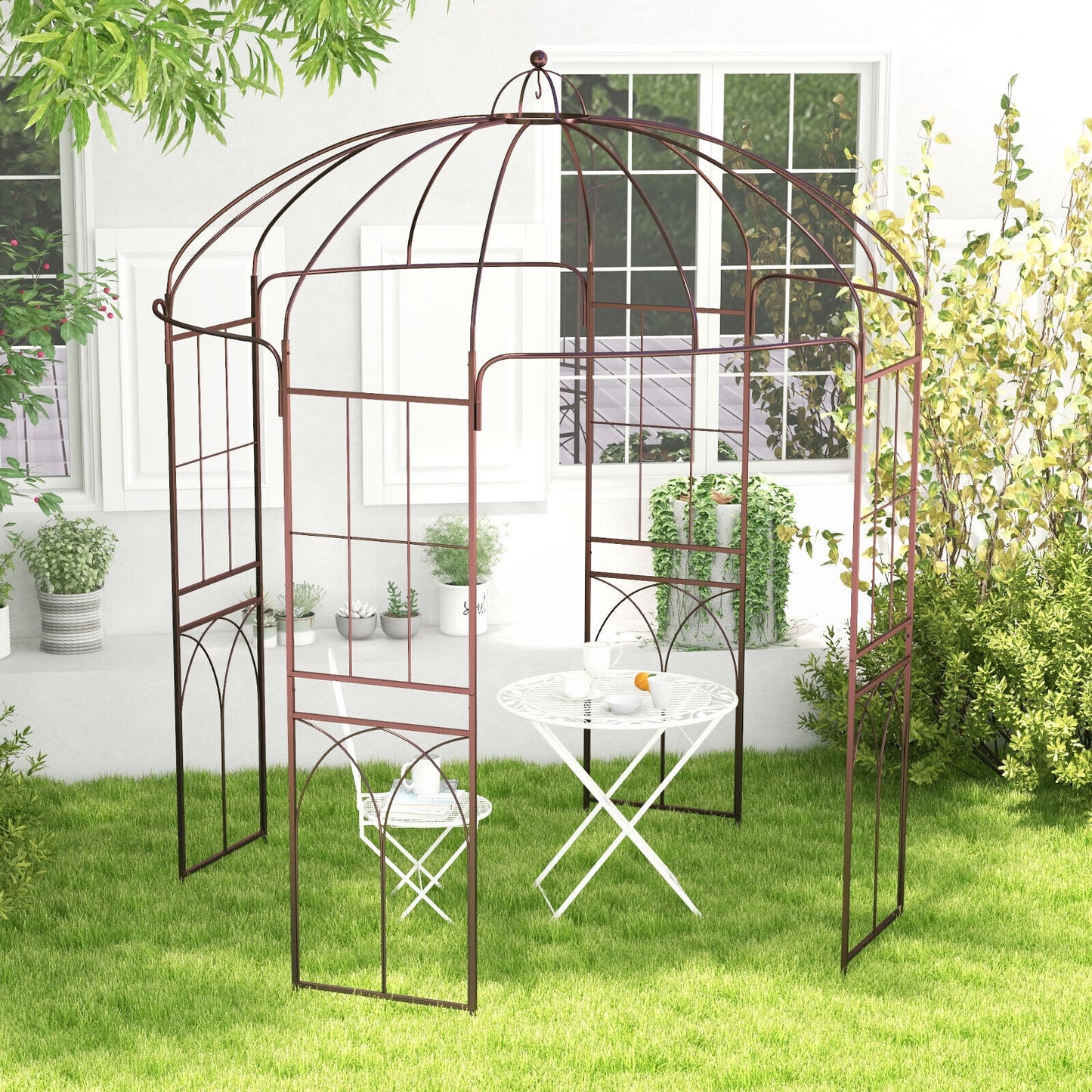8.4 x 7 Feet Birdcage Garden Arbor, Copper Outdoor Decor at Gallery Canada