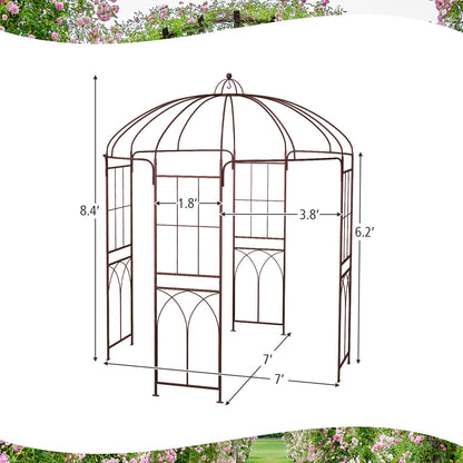 8.4 x 7 Feet Birdcage Garden Arbor, Copper Outdoor Decor at Gallery Canada